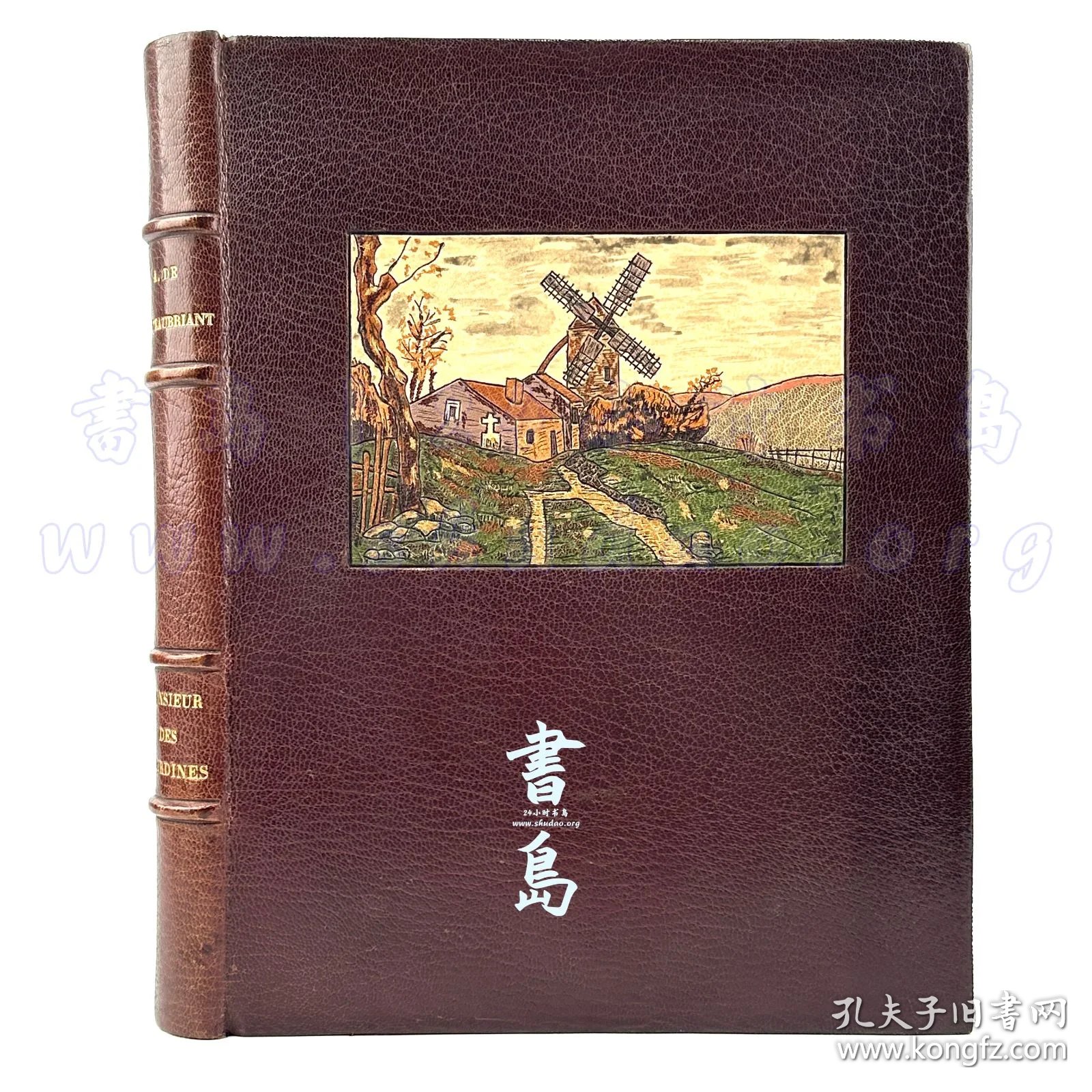 点击查看原图 限量190本之第126号!1929年法国巴黎《德·卢尔迪纳先生》Monsieur des Lourdines,法文,约八开本,全皮精装,镶皮彩画,附插匣,法国全能装帧大师 Hauttecoeur 装订,法国著名地域主义小说家阿尔封斯·德·夏多布里昂的处女作及成名作,凭此作荣获龚古尔文学奖,以诗意的笔触展现乡村生活、贵族精神和家庭的自我救赎,由著名色彩蚀刻大师亨利·茹尔丹创作全书彩色蚀刻铜版画22幅